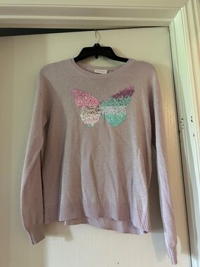 Children’s Place Lavender Sparkle Sweater with Sequin Butterfly